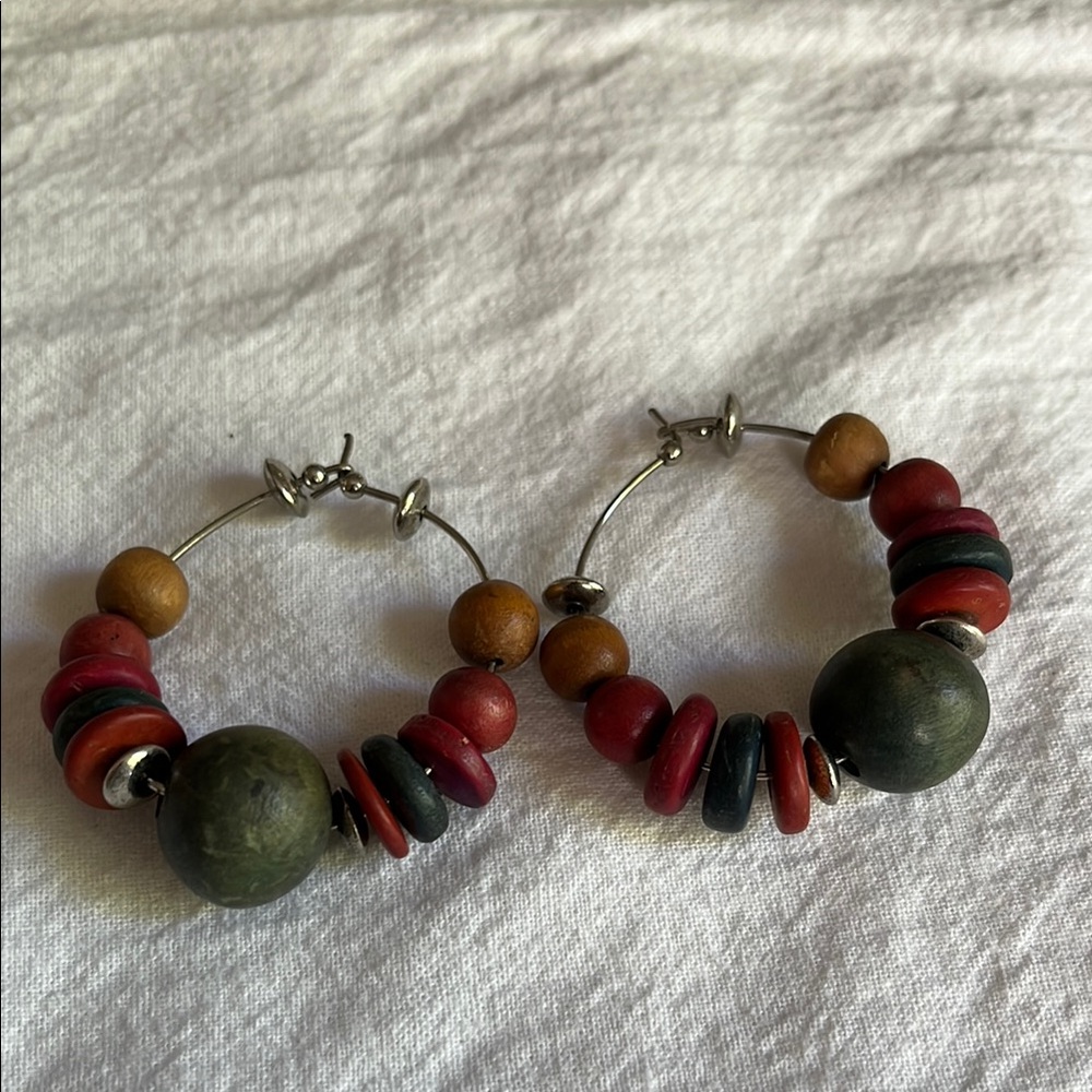 Colorful Beaded Hoop Earrings